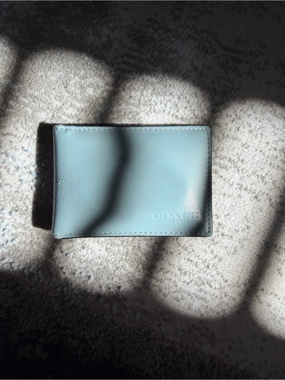 Coach Men's Card Holder in Light Blue Leather